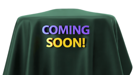 Coming Soon Announcement on Green Cloth - Isolated