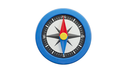 Compass Pointing North on White Background