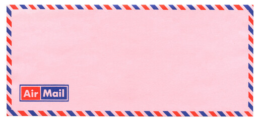 Vintage Blank Pink Air Mail Envelope with Red and Blue Border - Authentic Ephemera - Isolated on...