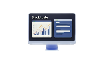 Computer Monitor Displaying Charts and Code Windows - Business Analysis