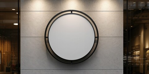 Mockup of a blank advertising signboard with a dark frame and wall background, intended for media content or promotional messages