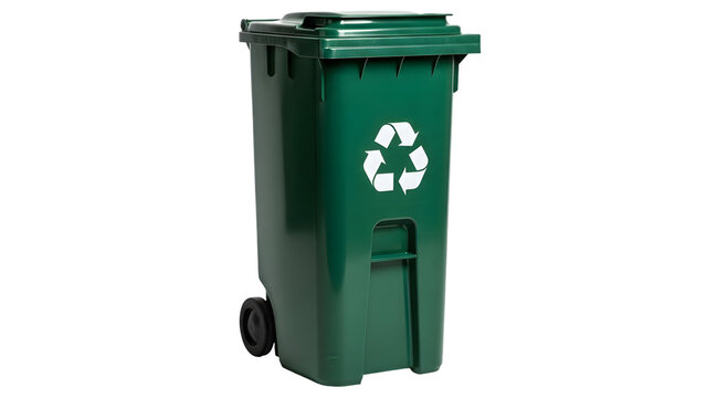 Green recycling bin isolated on transparent background
