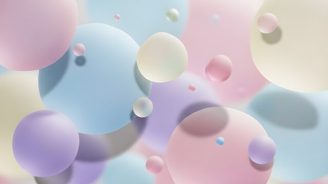 Abstract 3D bubbles floating in a pastel dreamy environment. - Powered by Adobe