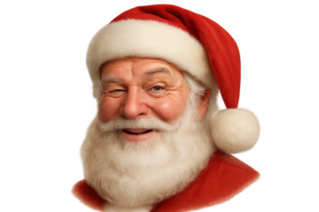 Santa claus smiling and winking, an illustration portrait of a happy father christmas with a red hat and white beard