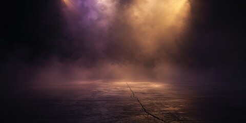 Dark, concentrated floor with fog, used as a background for text and layout, atmospheric setting, Earth Day