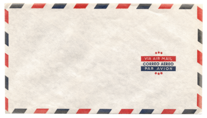 Vintage 1950s Blank Aged French Par Avion Airmail Envelope with Red and Blue Border - Old Authentic Ephemera