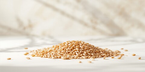 Studio shot of isolated organic brown rice highlighting natural grains for nutritious diets