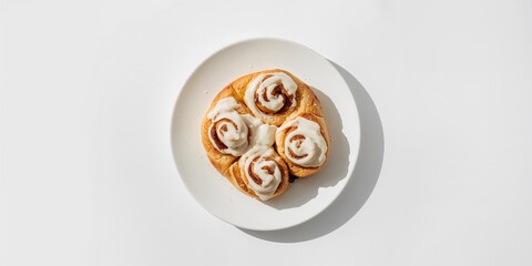 Cinnamon rolls topped with creamy cheese frosting, serving as a sweet breakfast or snack option