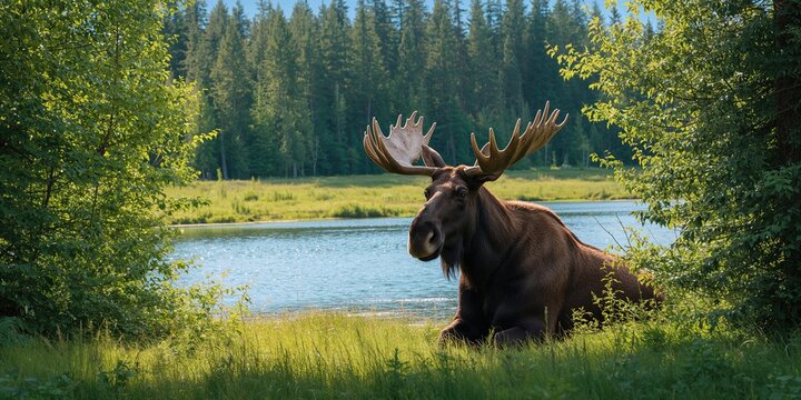 Moose in natural habitat, highlighting biodiversity and habitat preservation