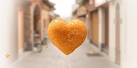 Sugar-based dalgona crafted into a heart shape, sweet treat preparation for a special occasion