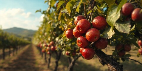 Fototapeta premium Grapefruit crop in Spain, illustrating agricultural harvest during peak season