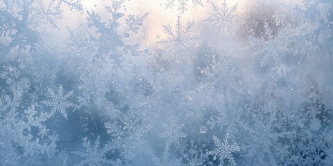 Close-up of frost patterns on a window during winter, highlighting natural ice formations, winter, seasonal change
