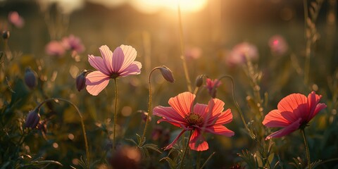Vibrant wildflowers and foliage, serving as a background for nature-themed designs or layouts