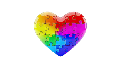 Rainbow Heart Puzzle: Assembling Love and Unity