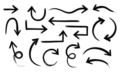 Collection of Hand Drawn Vector Arrows - Doodle Design Elements Isolated on White Background