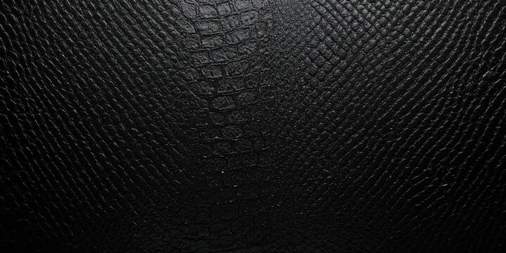 Black snake leather background texture used for textile design, surface durability and pattern detail