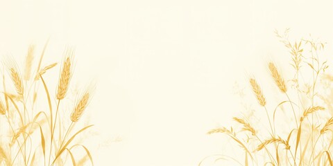 Obraz premium Yellow-illustrated wheat and oats on a white background in seamless vector format, ideal for botanical backgrounds