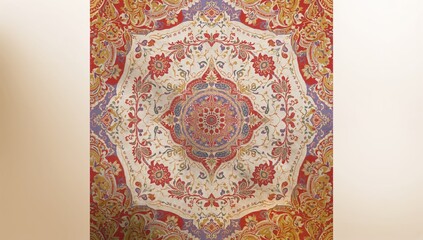 Allover digital textile pattern featuring Ajrakh, block print, and batik designs for background use, emphasizing traditional craftsmanship