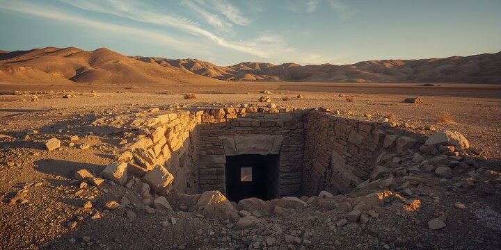 Desert mine shaft ruins in arid terrain, highlighting erosion concerns and heritage protection