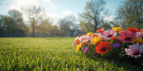 Colorful flowers in a garden create a lively setting for floral photography, seasonal change