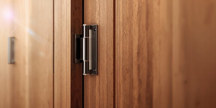 Close-up of modern cabinet door hinges design, focusing on maintenance and durability, interior design elements
