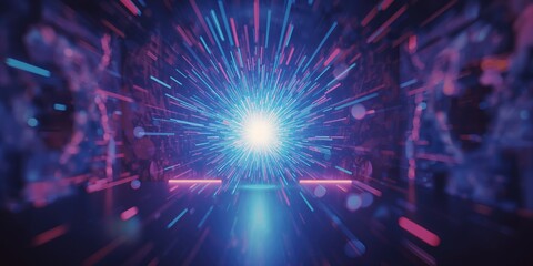 Dark abstract overlay featuring defocused fluorescent blue pink light reflections, ideal for digital backgrounds