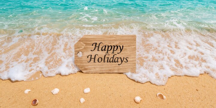 A person in workout attire performing yoga outdoors on a sunny day, focus and balance, fitness activity, Happy Holidays with Beach and Holiday Background.png - Powered by Adobe
