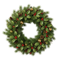 christmas wreath on white background