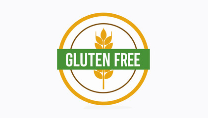 A circular gluten-free label with a wheat stalk icon on a white background, indicating a product is free from gluten.