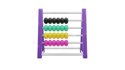 Colorful Wooden Abacus With Purple Frame And Various Colored Beads On A Transparent Background Educational Counting Tool For Children Vibrant And Playful Design