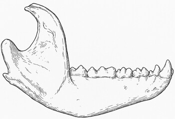 vector drawing of a panda's lower jaw, panda teeth, jaws, museum of natural history and anathomy of panda. Ailuropoda melanoleuca © Lorenzo