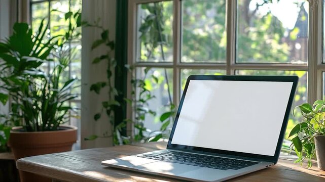 Video A laptop computer sits on a wooden table