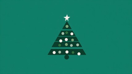 Minimalist christmas tree design with elegant star on green background