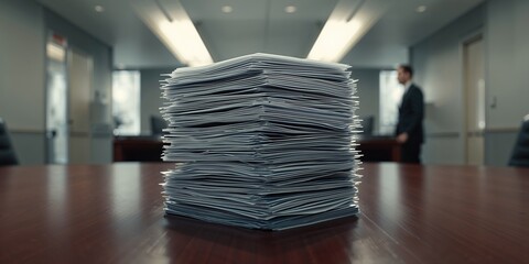 Secretary's arranged documents for corporate meetings, ideal for a professional office background