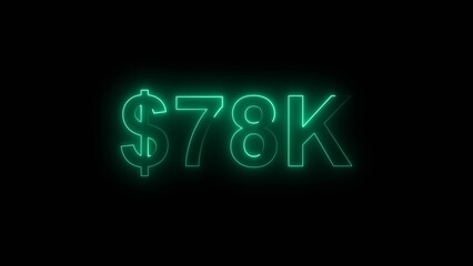Neon line bright 7k followers isolated turquoise color 4k illustration on black background. Vibrant neon shiny 7k text turquoise color 4k illustration digits for high-resolution. 