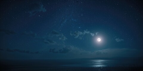 Fototapeta premium Night sky illuminated by the moon, used as an editorial header background, Earth Day
