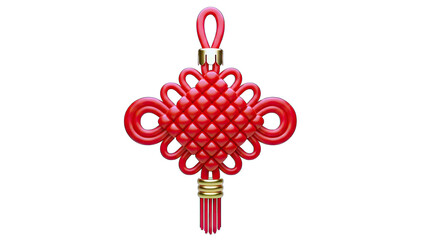 Red Chinese Knot Ornament Isolated on White Background