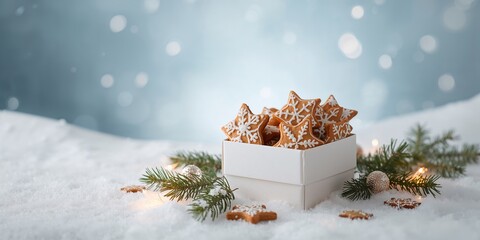 Christmas ginger cookies arranged in a gift box, seasonal baking for holiday celebrations