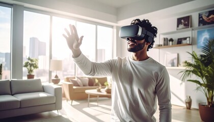 young man listening music