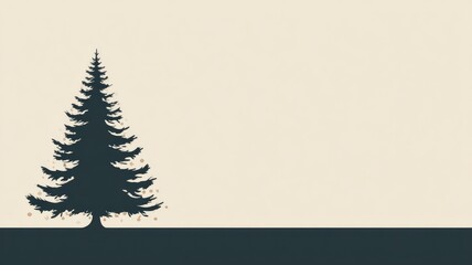 Naklejka premium Minimalist pine tree silhouette against a beige background