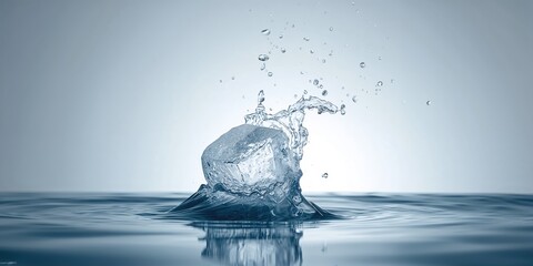 Ice cube and water splash, cooling effect for beverage presentation