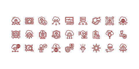 sase icon set collection in outline style. icon pack contain secure, access, network, cloud, protect, traffic, firewall, identity, inspection, service icon