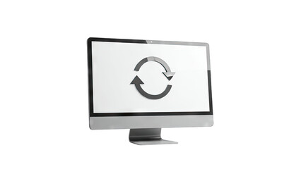 Computer Monitor Displaying Refresh Icon on White Background