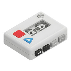 Obraz premium White retro portable cassette player dictaphone render