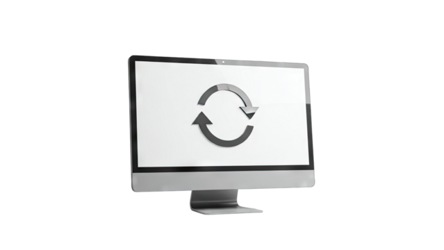 Computer Monitor Displaying Refresh Icon on White Background - Powered by Adobe