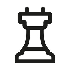 Rook Chess Piece Icon. Modern Professional Minimal Line Vector Symbol for Strategy and Board Games