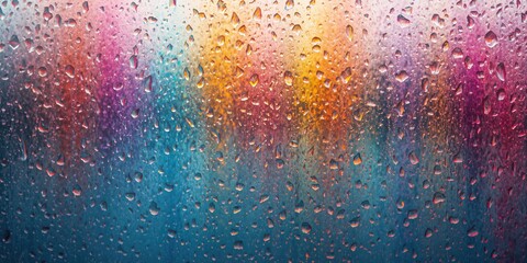 Vibrant textured glass with colorful circles and raindrops forming a patterned backdrop for UI design