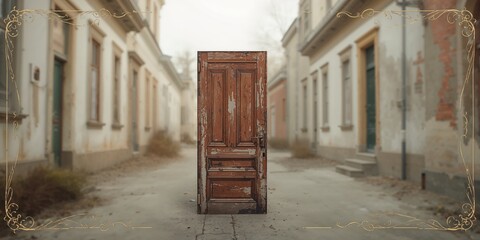 Weathered white door set in an aged building, highlighting preservation efforts, Earth Day