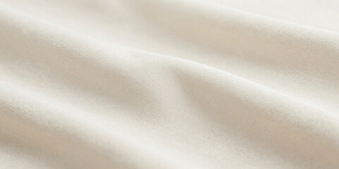 Soft beige fabric texture with smooth flowing folds and delicate textile details creating a minimal elegant background.