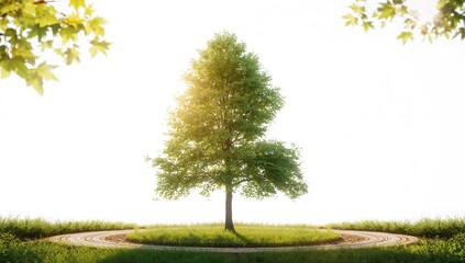 Fototapeta premium Collection of trees with cut paths against a plain white backdrop, ideal for graphic design